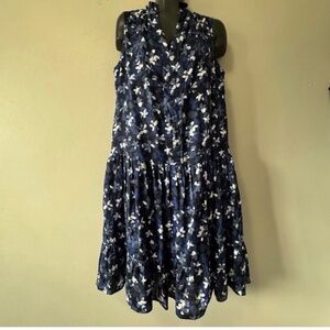 Hudson North linen summer dress Navy Floral Midi Dress medium